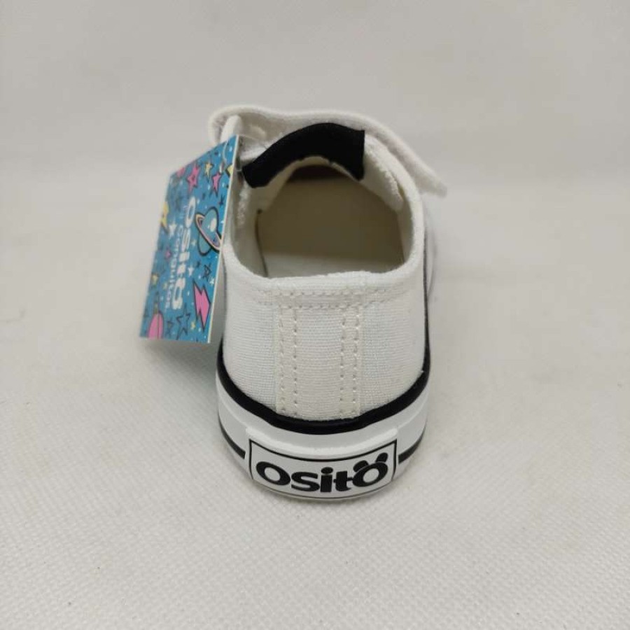 Zapatilla Tela Blanca Velcro - Imagen 3