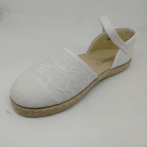 Merceditas Lino Blanca Puntilla Hebilla