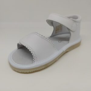 Sandalia Piel Blanca Velcro Ondulada