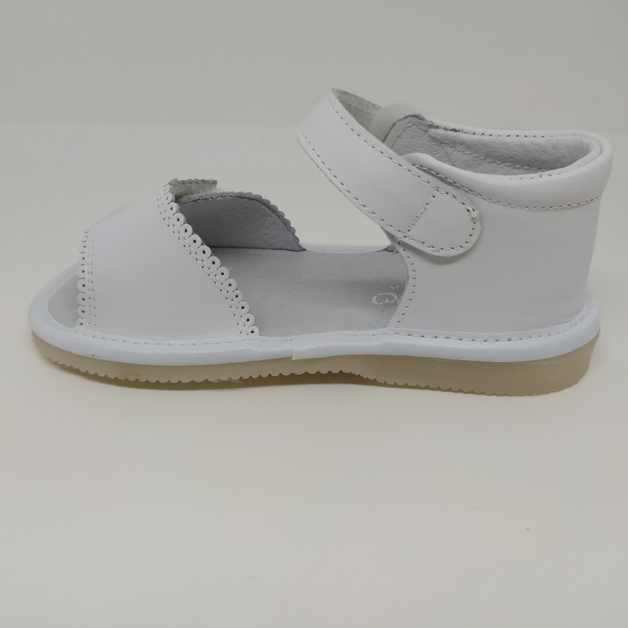 Sandalia Piel Blanca Velcro Ondulada - Imagen 2