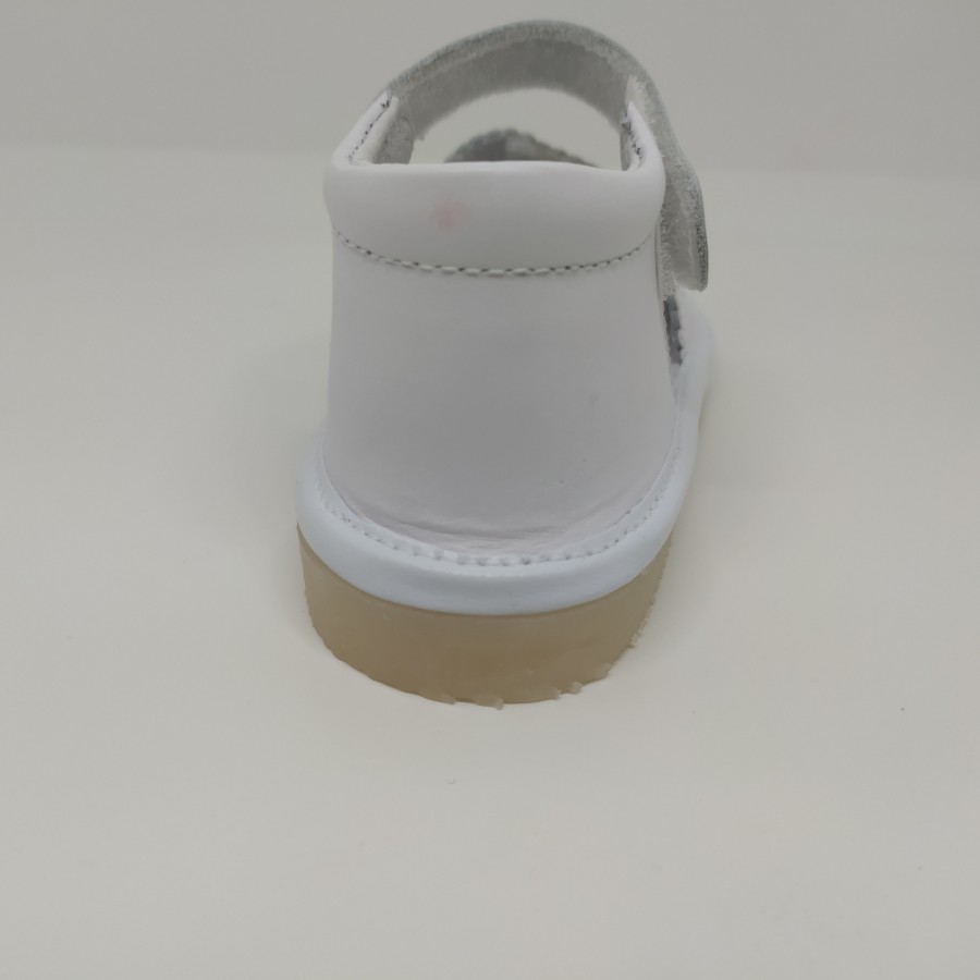 Sandalia Piel Blanca Velcro Ondulada - Imagen 3