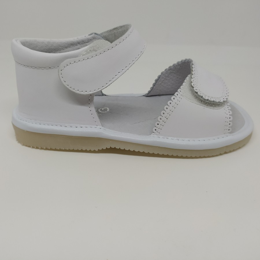 Sandalia Piel Blanca Velcro Ondulada - Imagen 4