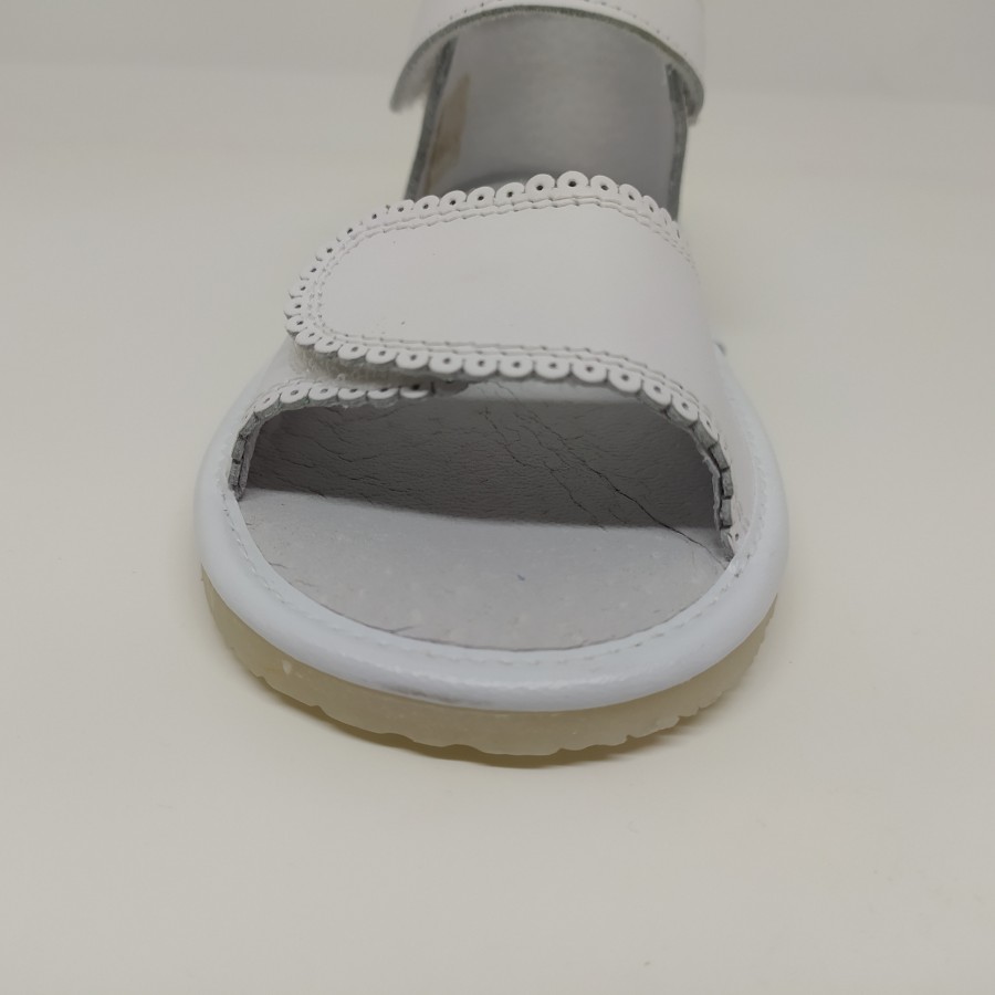 Sandalia Piel Blanca Velcro Ondulada - Imagen 5