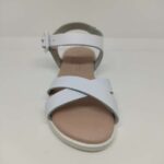 Sandalia Piel Blanco Cruzada Hebilla