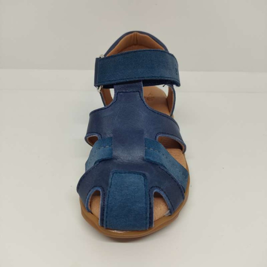 Sandalia Piel Ante Azul Velcro - Imagen 2