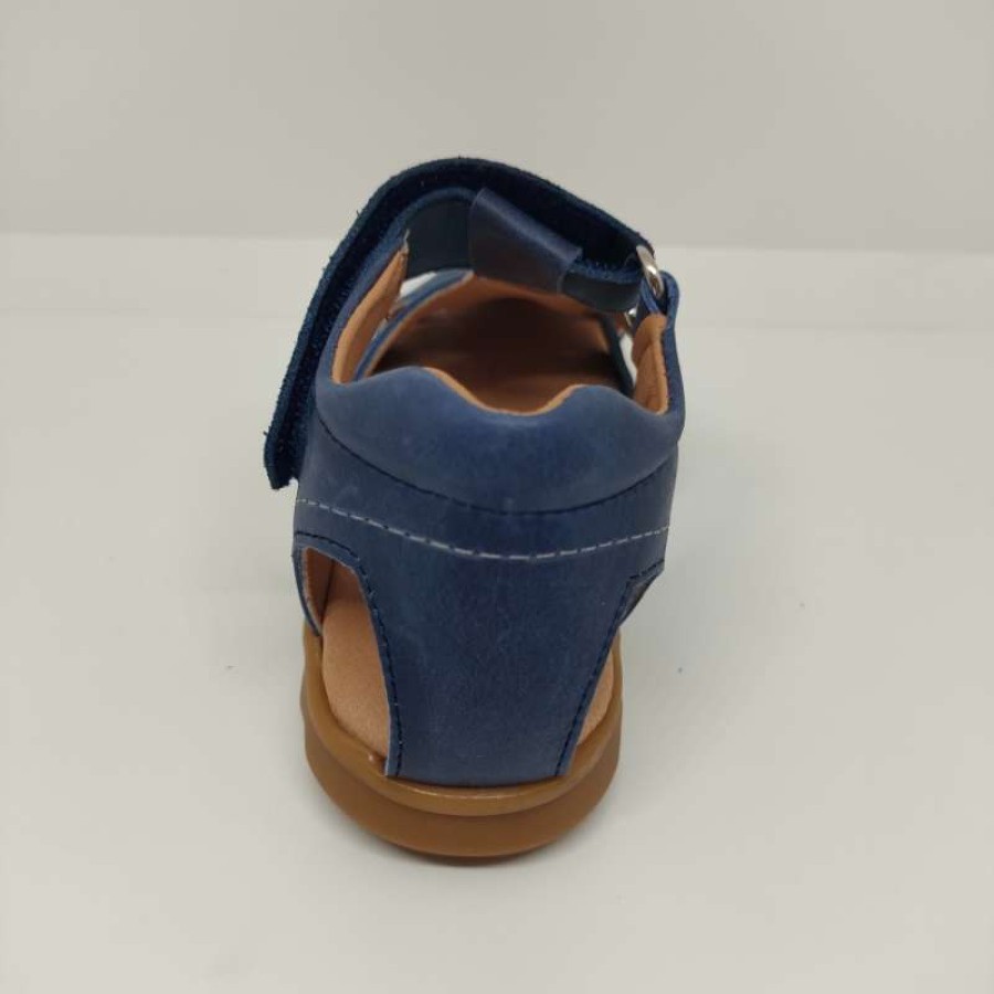 Sandalia Piel Ante Azul Velcro - Imagen 3