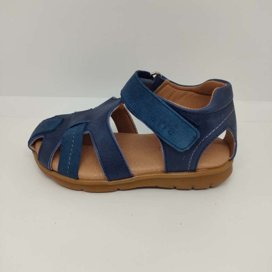 Sandalia Piel Ante Azul Velcro - Imagen 4