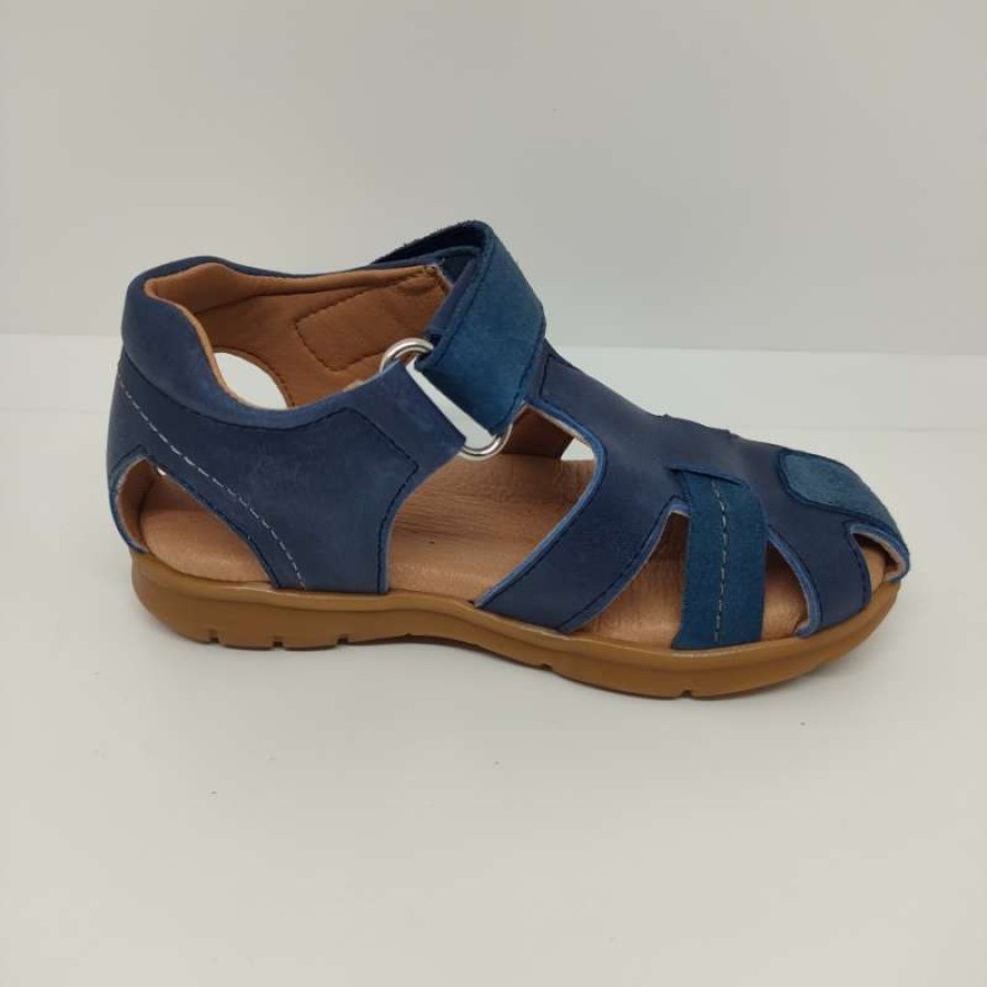 Sandalia Piel Ante Azul Velcro - Imagen 5