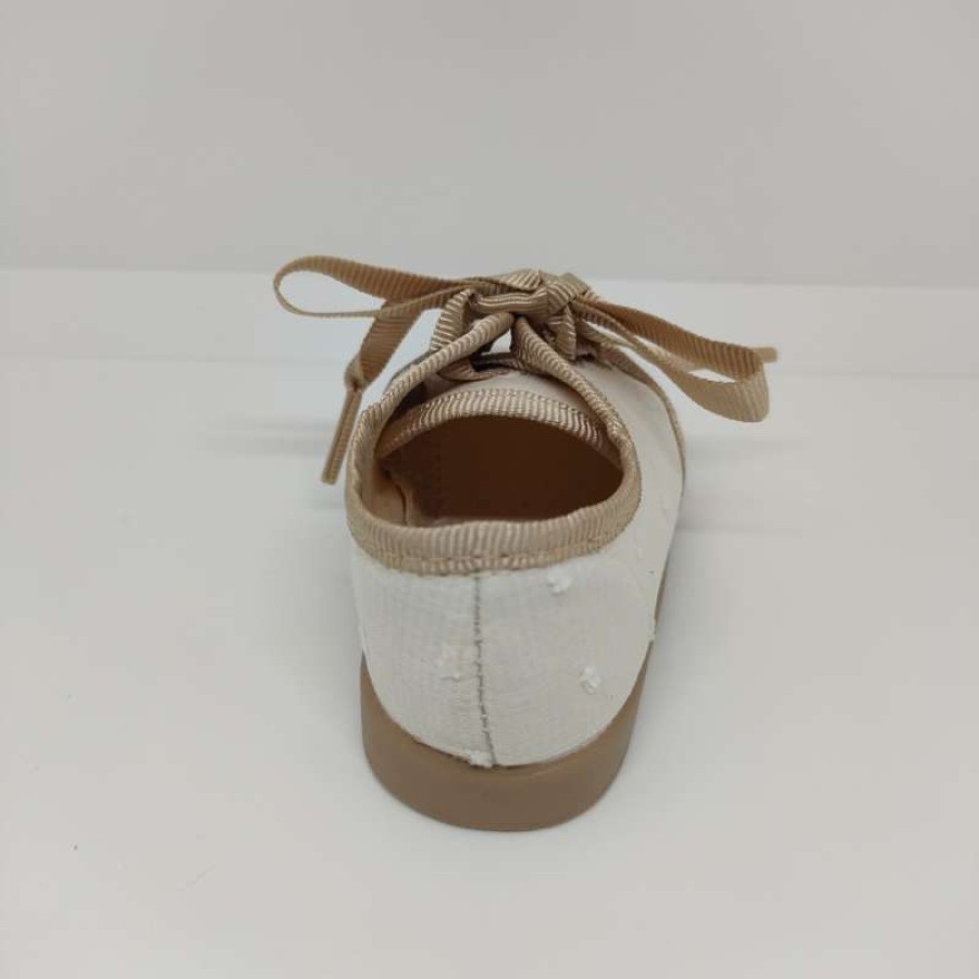 Blucher Lona Plumeti Beige Cordón Camel - Imagen 3
