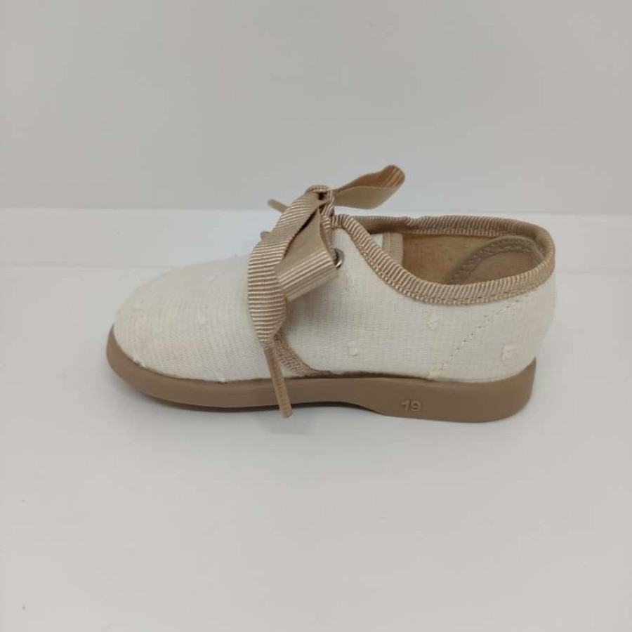 Blucher Lona Plumeti Beige Cordón Camel - Imagen 5