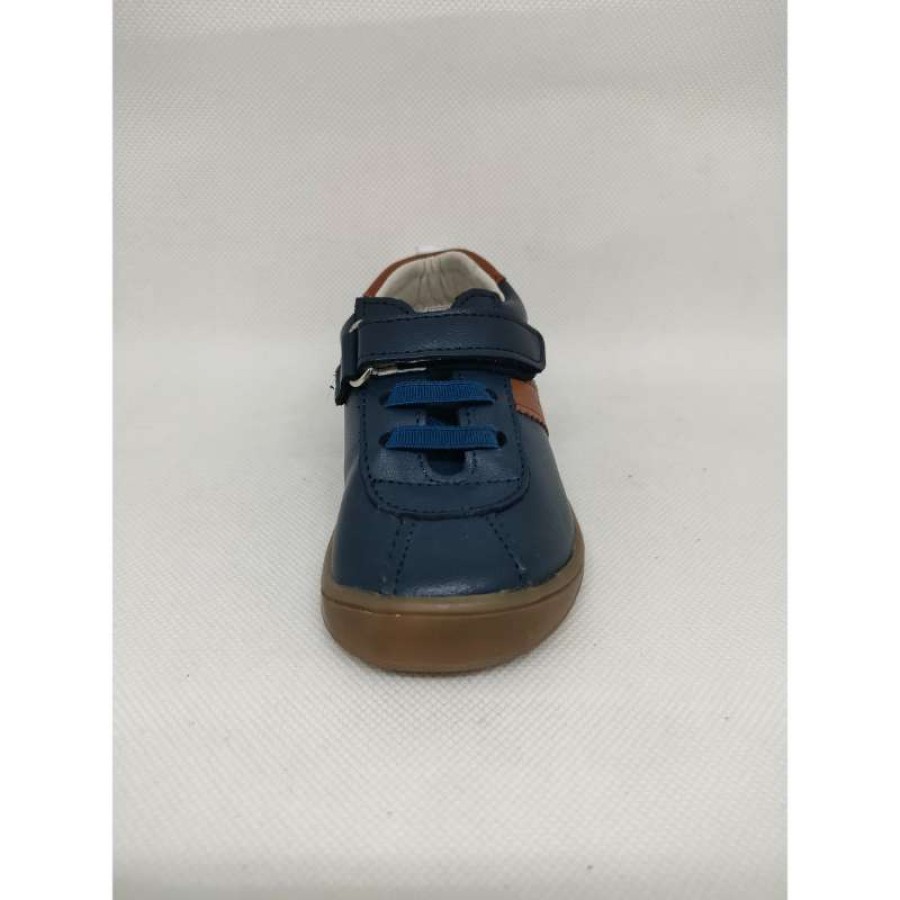 Zapato Napa Azul Marino Marrón Respetuoso Velcro - Imagen 3