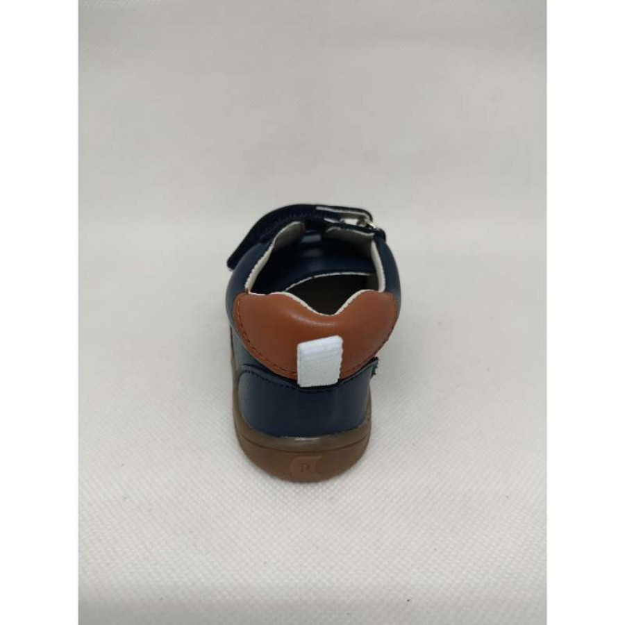Zapato Napa Azul Marino Marrón Respetuoso Velcro - Imagen 4