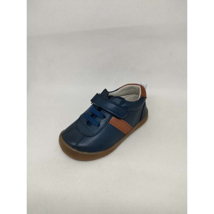 Zapato Napa Azul Marino Marrón Respetuoso Velcro - Imagen 5