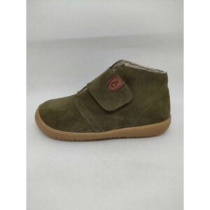 Botín Serraje Verde Trebol Borreguito Velcro