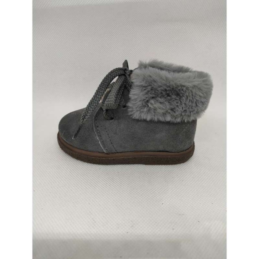 Bota Serraje Gris Pelito Cordón