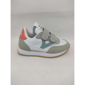 Zapatilla Deportiva Tela Blanca y Gris Velcro Victoria