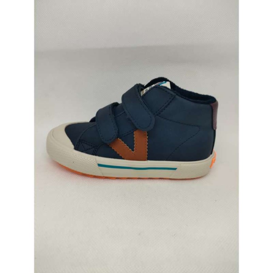 Bota Deportiva Piel Azul Velcro Victoria