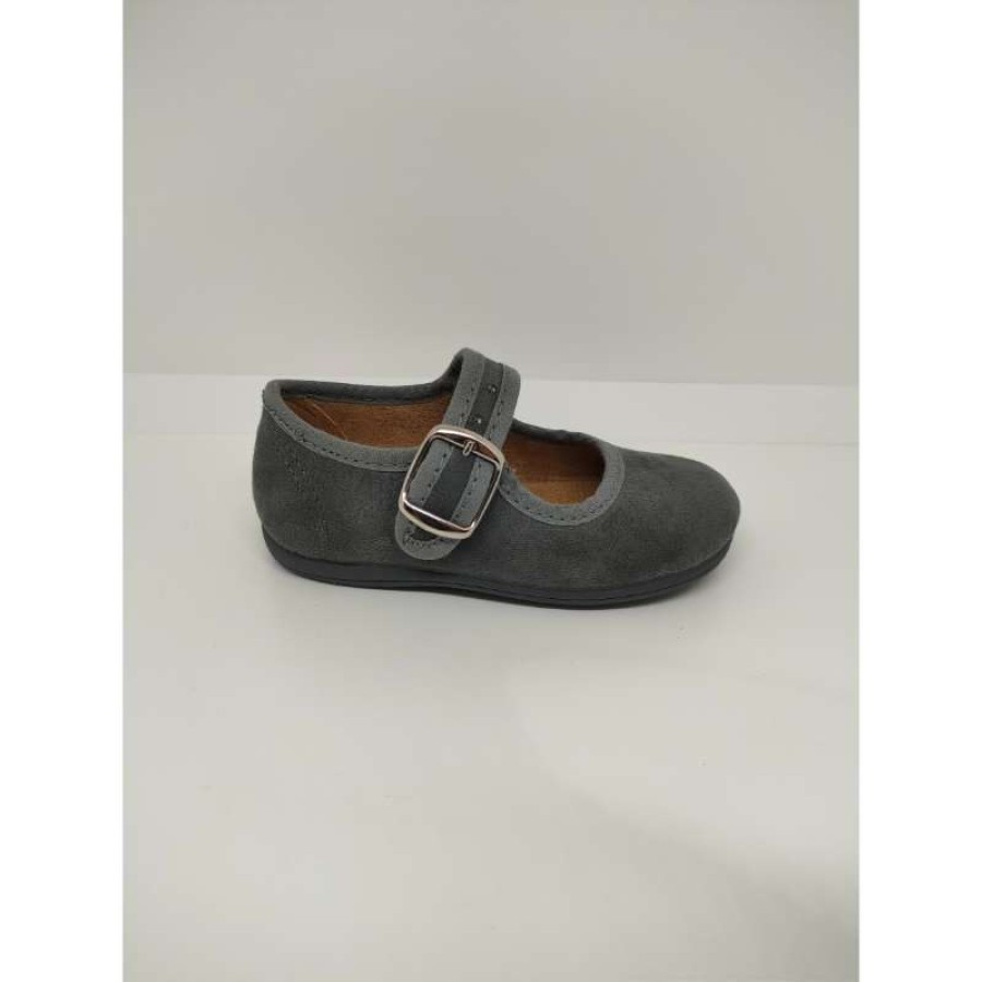 Mercedita Terciopelo Gris Hebilla - Imagen 2