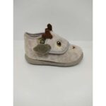 Zapatilla Casa Terciopelo Beige Reno Velcro