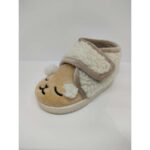 Zapatilla Casa Terciopelo Borreguito Beige Velcro