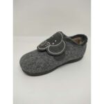 Zapatilla Casa Felpa Gris Elefante Velcro