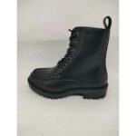 Bota Alta Piel Negro Cordón
