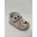 Zapatilla Casa Felpa Arena León Velcro