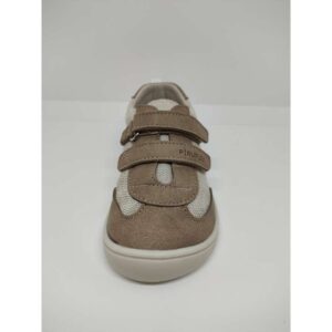 Zapatilla deportiva Lino-Piel Tostado-Taupe doble Velcro