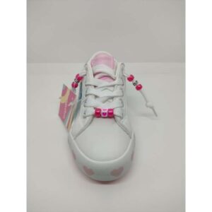 Zapatilla Napa Blanca Corazones Colores Cordón Adornos