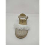 Esparteña Lino Beige Hielo Volante Tul Hebilla