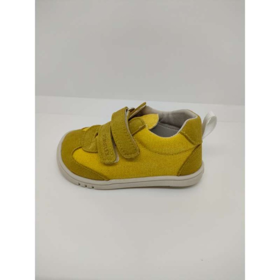 Zapatilla deportiva Ante-Lona Amarillo doble Velcro - Imagen 2