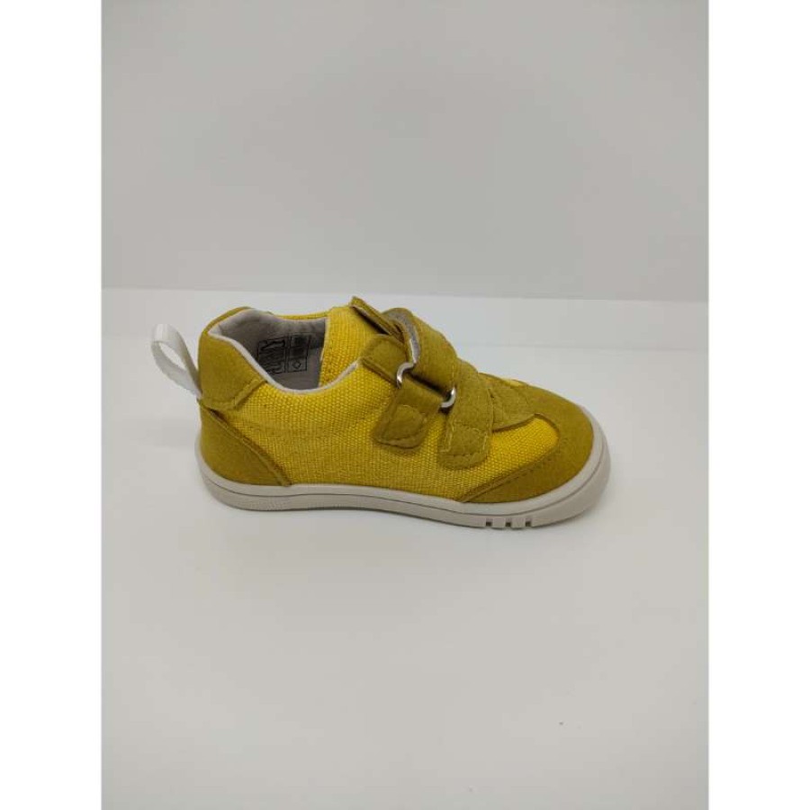 Zapatilla deportiva Ante-Lona Amarillo doble Velcro - Imagen 4