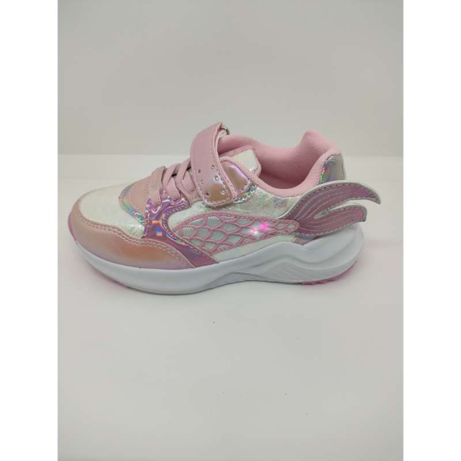 Zapatilla Deportiva Sirena Rosa Luces Velcro Cordon Elástico - Imagen 2