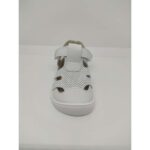 Sandalia Piel Microperforada Blanca Velcro