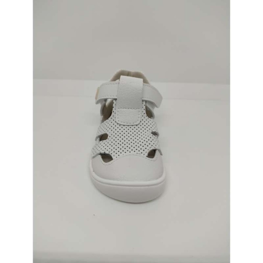 Sandalia Piel Microperforada Blanca Velcro