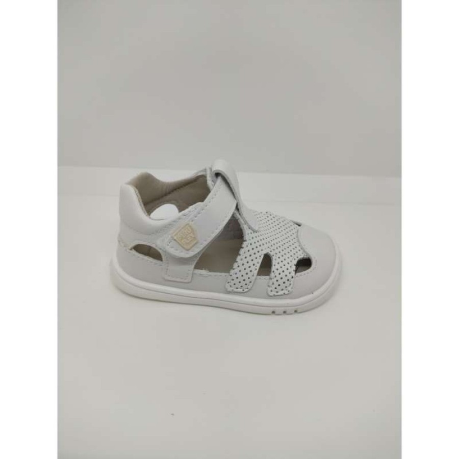 Sandalia Piel Microperforada Blanca Velcro - Imagen 2