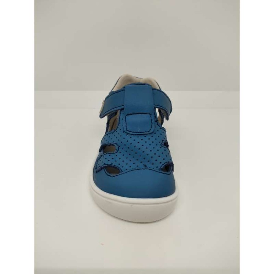 Sandalia Piel Microperforada Azul Azafata Velcro