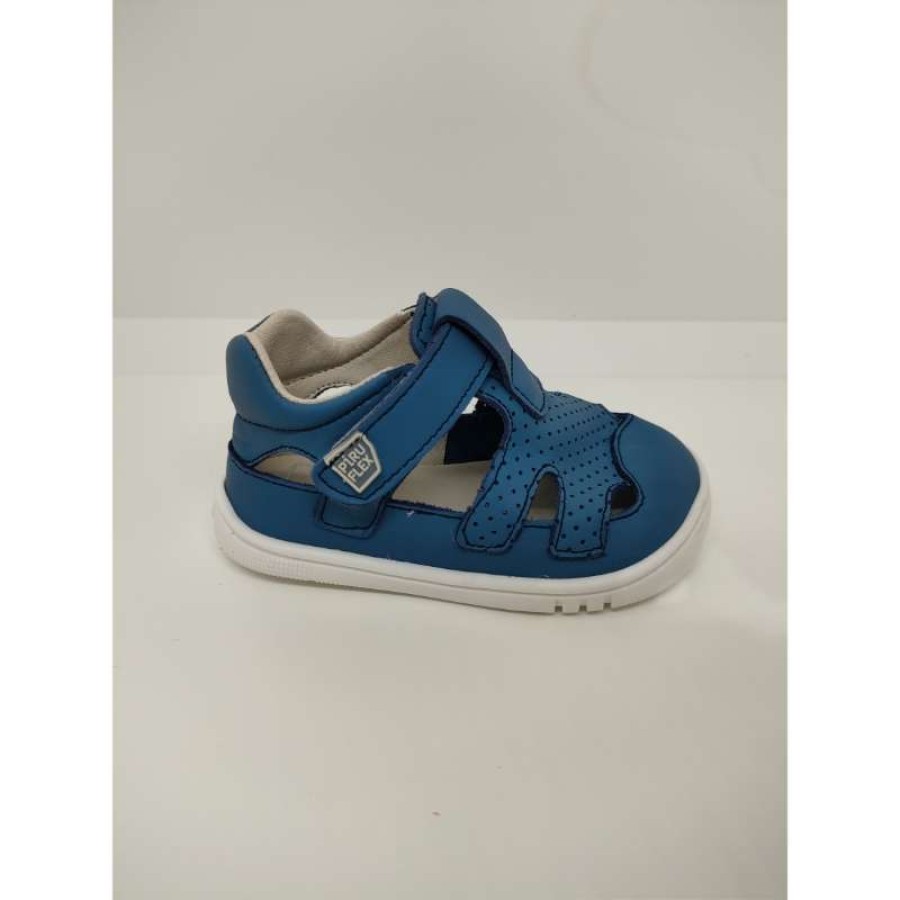 Sandalia Piel Microperforada Azul Azafata Velcro - Imagen 2