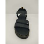 Sandalia Piel Negra Triple Velcro