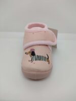 Zapatilla Casa Felpa Rosa Perrito Velcro