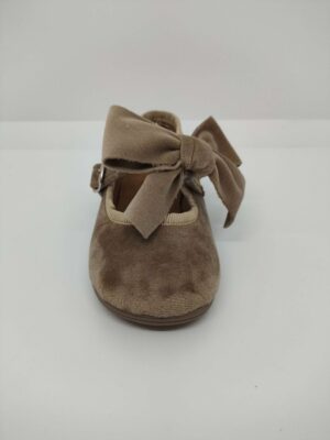 Mercedita Terciopelo Beige Lazo Hebilla. Vulpeques
