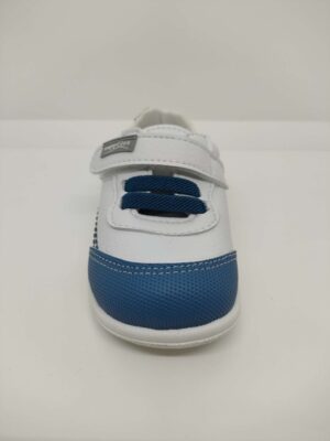 Zapatilla Piel Azul y Blanco Velcro-Goma