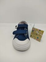Zapatilla Piel Azul Doble Velcro Respetuoso