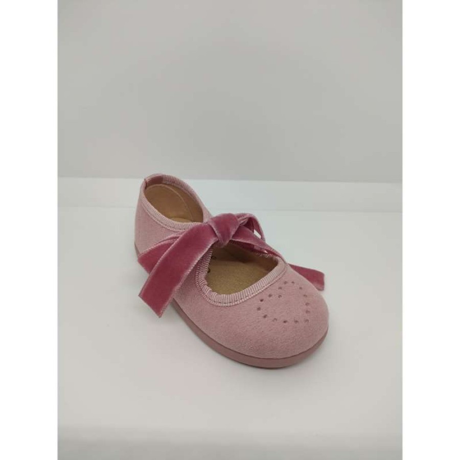 Angelito Terciopelo Picado Rosa Empolvado Lazo. - Imagen 5