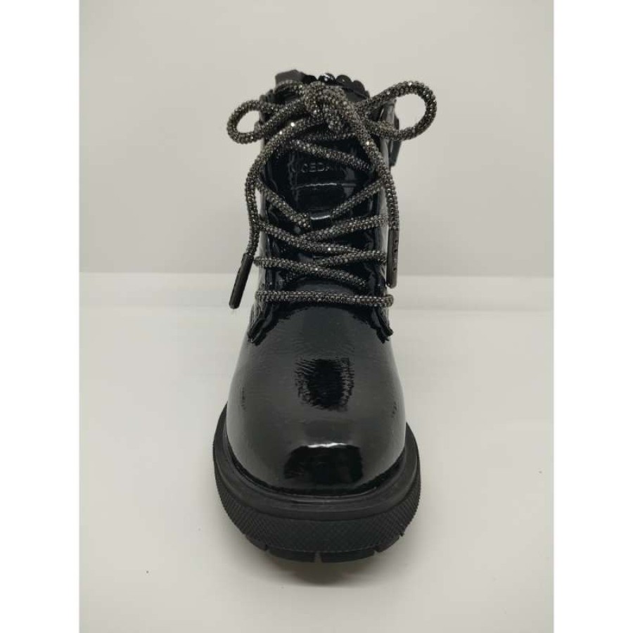 Bota Charol Negro atada Cremallera Lateral