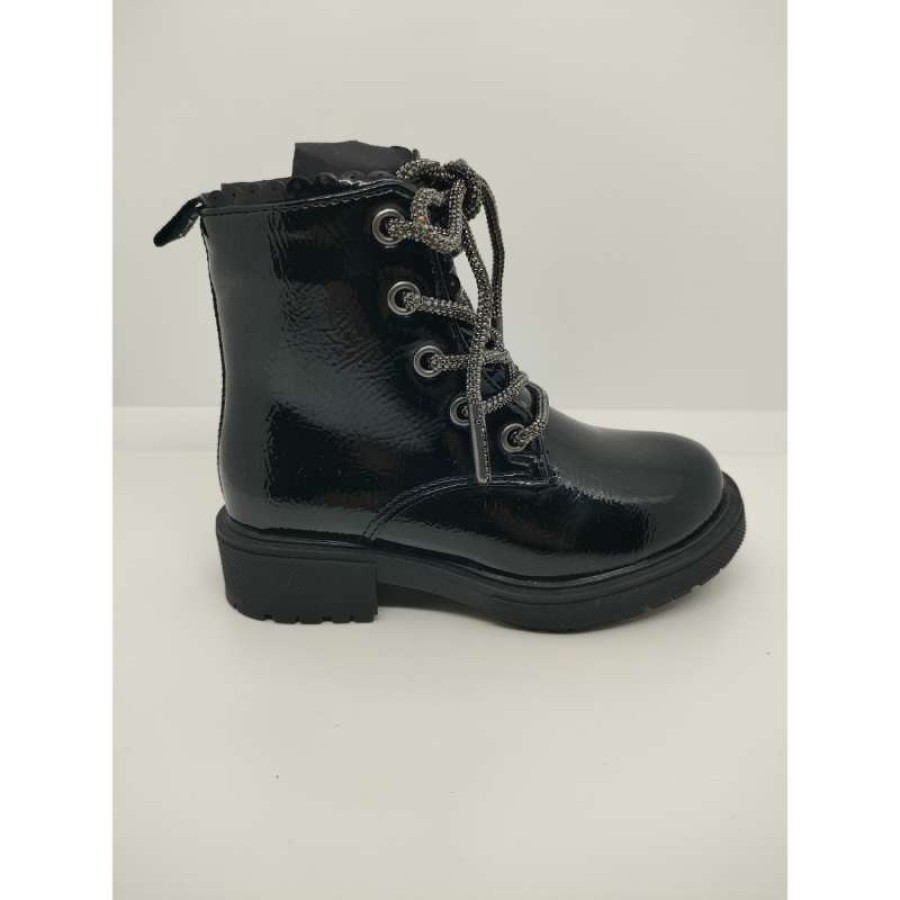 Bota Charol Negro atada Cremallera Lateral - Imagen 2