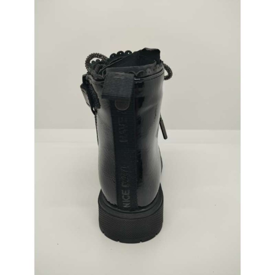 Bota Charol Negro atada Cremallera Lateral - Imagen 3