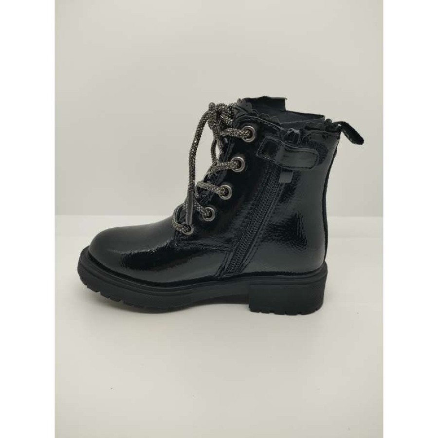 Bota Charol Negro atada Cremallera Lateral - Imagen 4