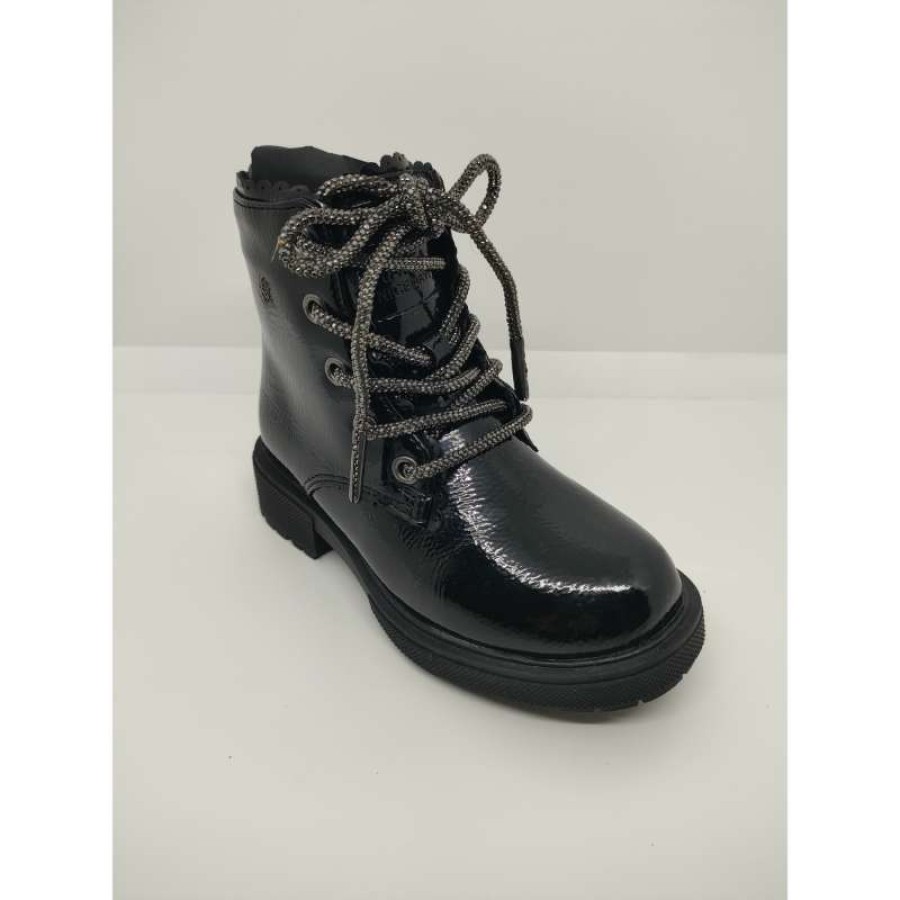 Bota Charol Negro atada Cremallera Lateral - Imagen 5