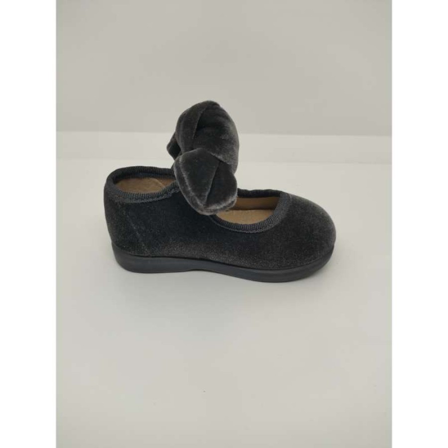 Mercedita Terciopelo Gris Lazada Velcro - Imagen 4